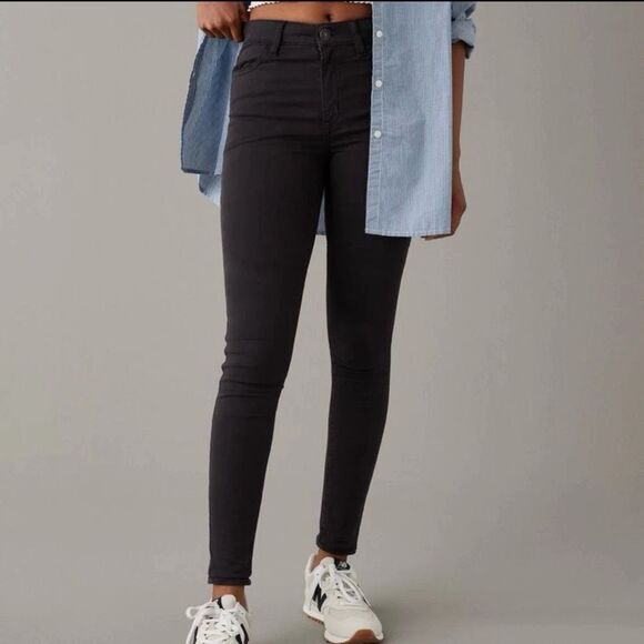 American Eagle Jegging Jeans Womens Size 2 Black Next Level Stretch Highest Rise - Picture 1 of 10